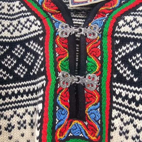VTG Dale of Norway Wool METAL Clasp Sweater Pullover S FAIR ISLE NORDIC Birdseye - Picture 4 of 14